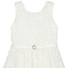 Girls White 3D Rosette Dress, 1, hi-res