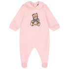 Baby Girls Pink Teddy Bear Logo Babygrow Gift Set, 1, hi-res