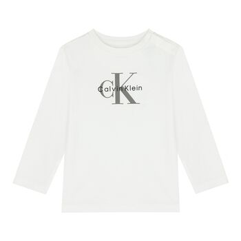Baby Boys White Logo Long Sleeve Top