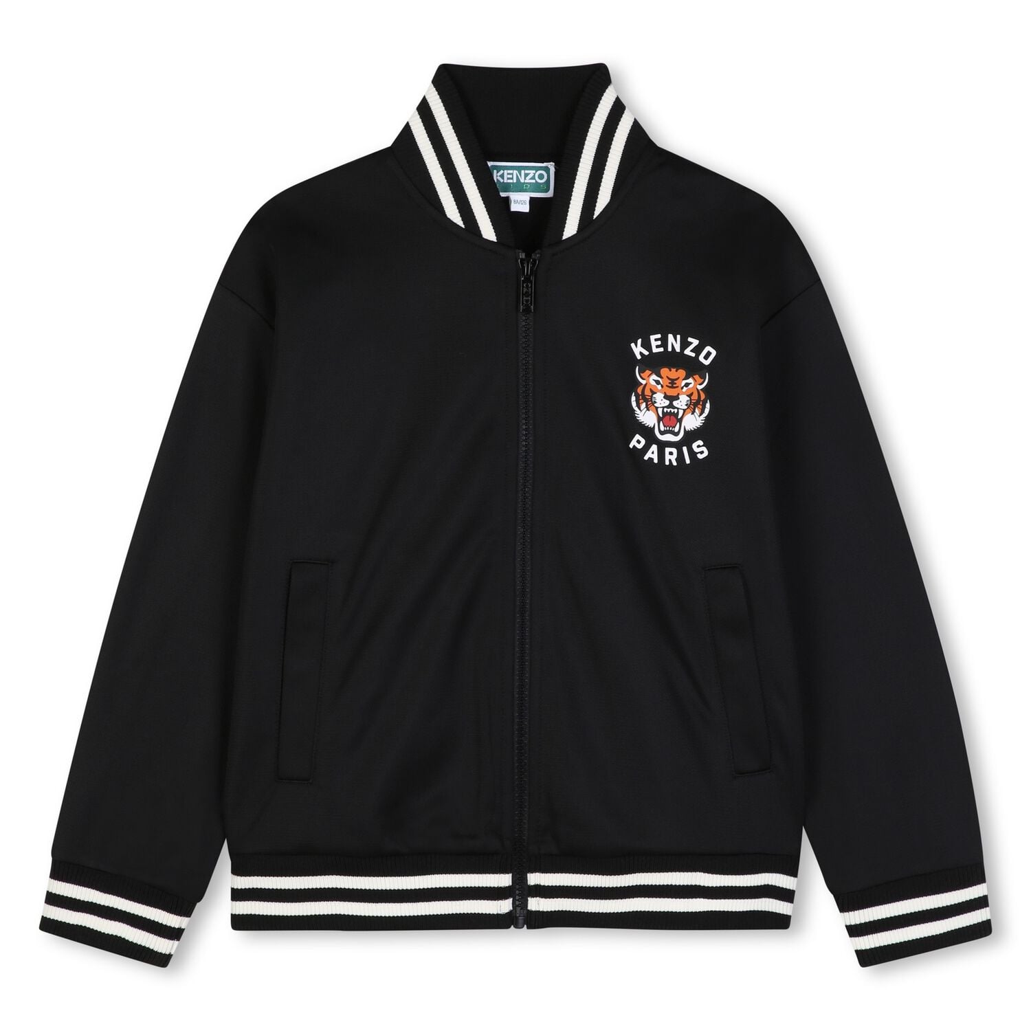 Boys Black Tiger Logo Zip Up Top, 1, hi-res