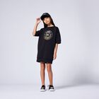 Girls Black Embellished Logo Dress, 1, hi-res