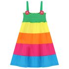 Girls Multi-Coloured Flower Dress, 1, hi-res