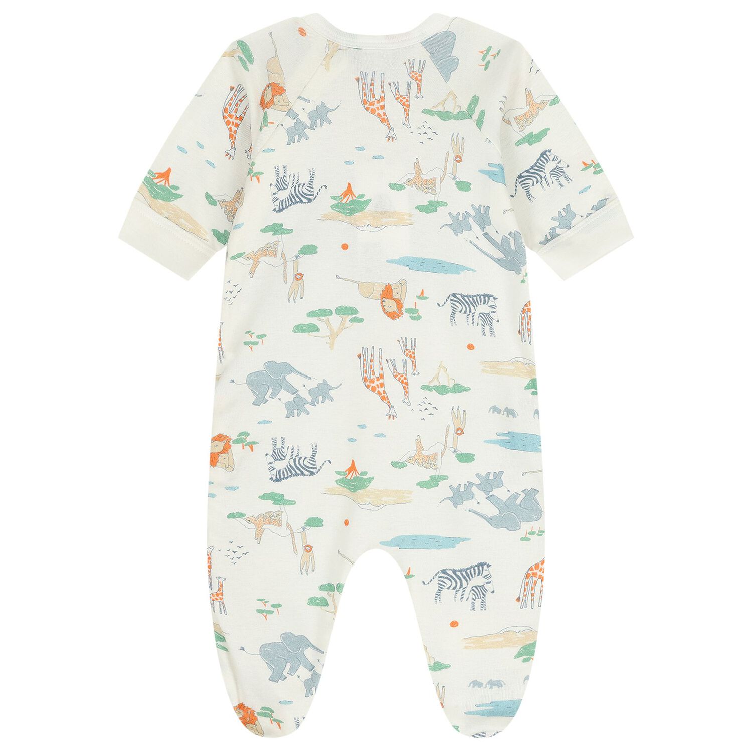 Baby Boys Ivory Safari Animals Babygrow, 1, hi-res