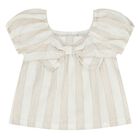 Younger Girls Beige & White Striped Shorts Set, 1, hi-res