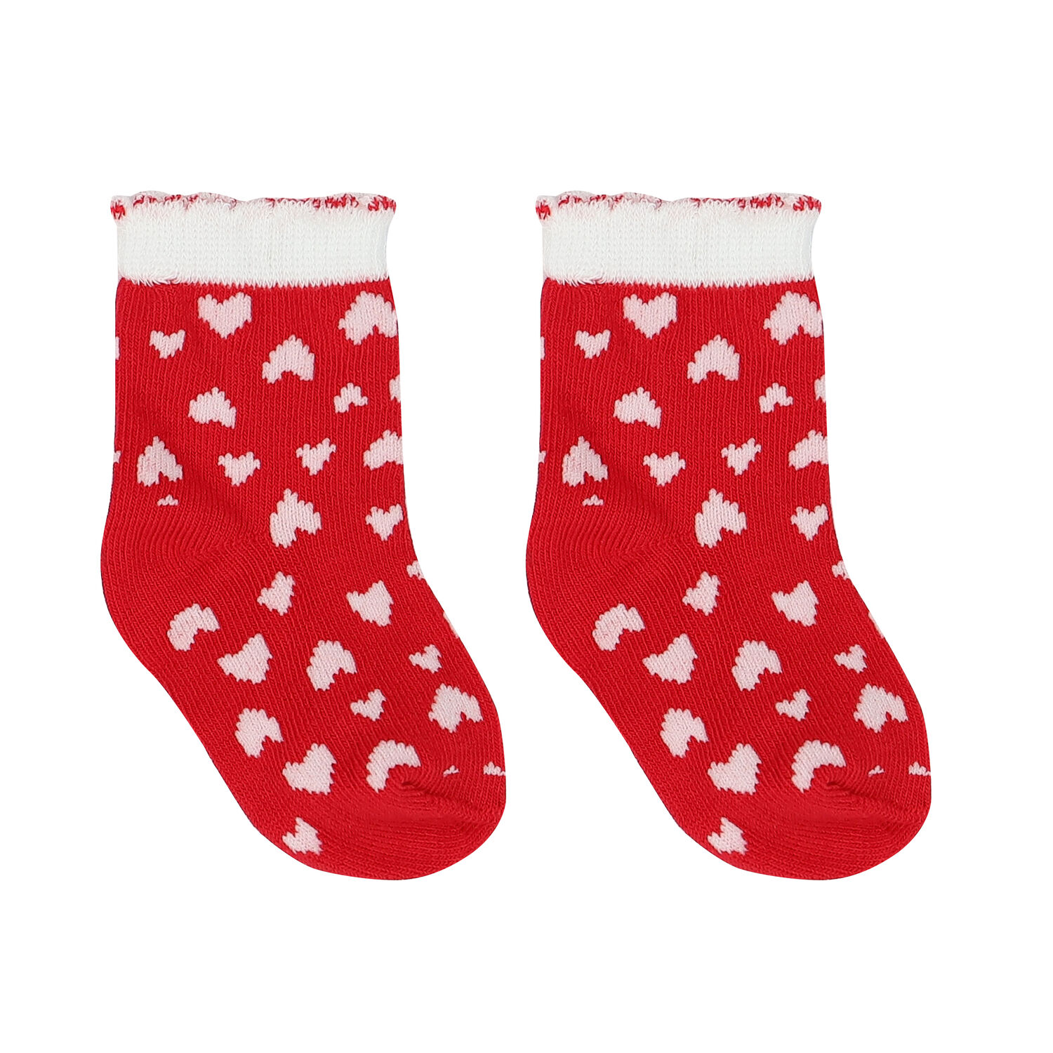 Baby Girls White & Red Teddy Socks ( 4-Pack ), 1, hi-res