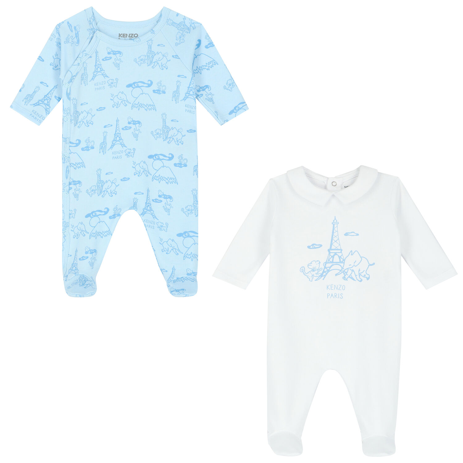Boys Blue & White Logo Babygrows ( 2-Pack ), 1, hi-res