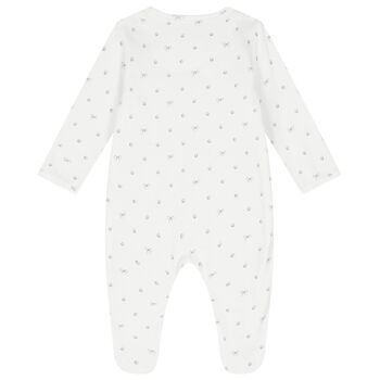 White Silver Bow Babygrow