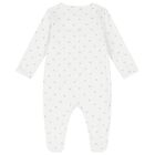 White Silver Bow Babygrow, 1, hi-res