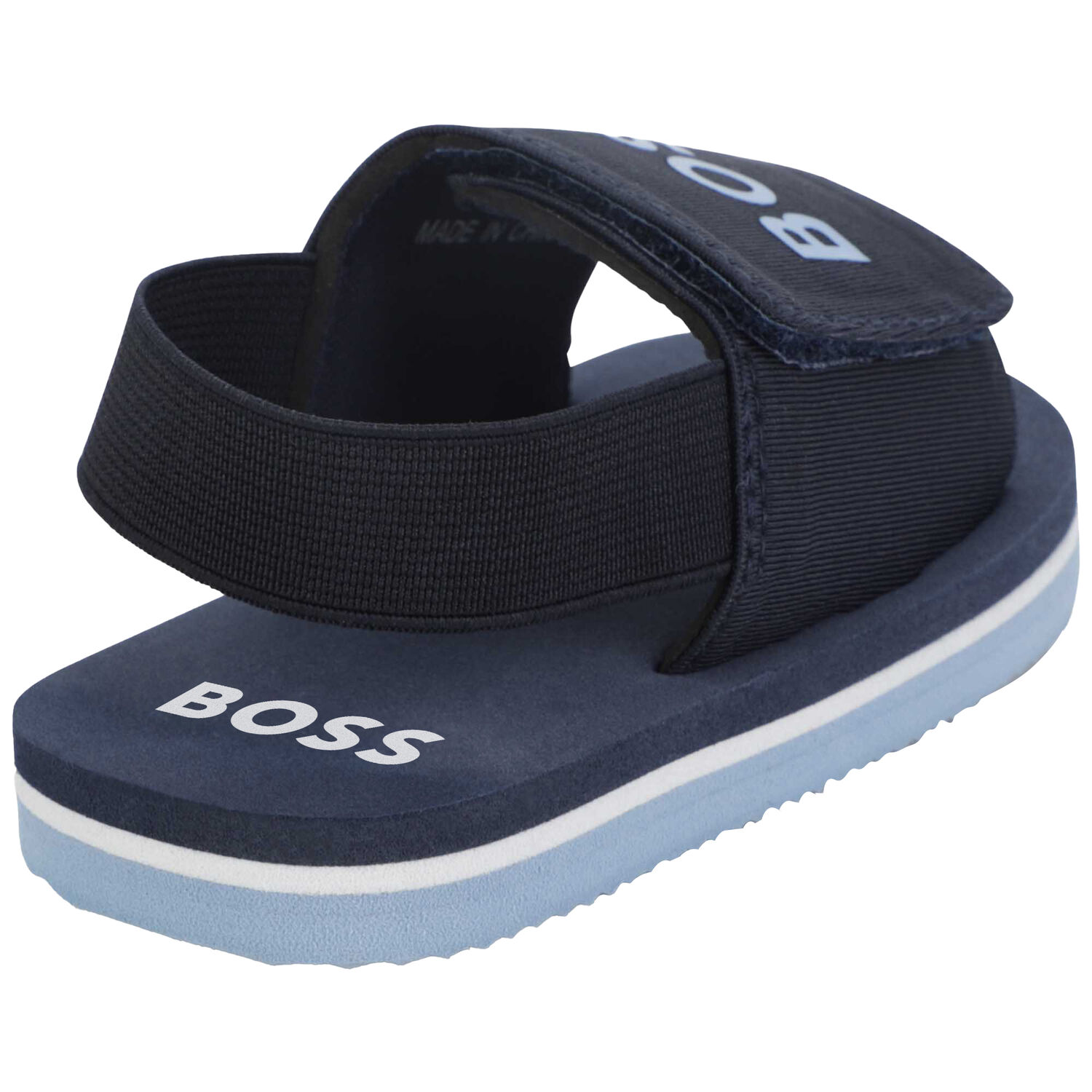 Younger Boys Navy Blue Logo Sandals, 2, hi-res