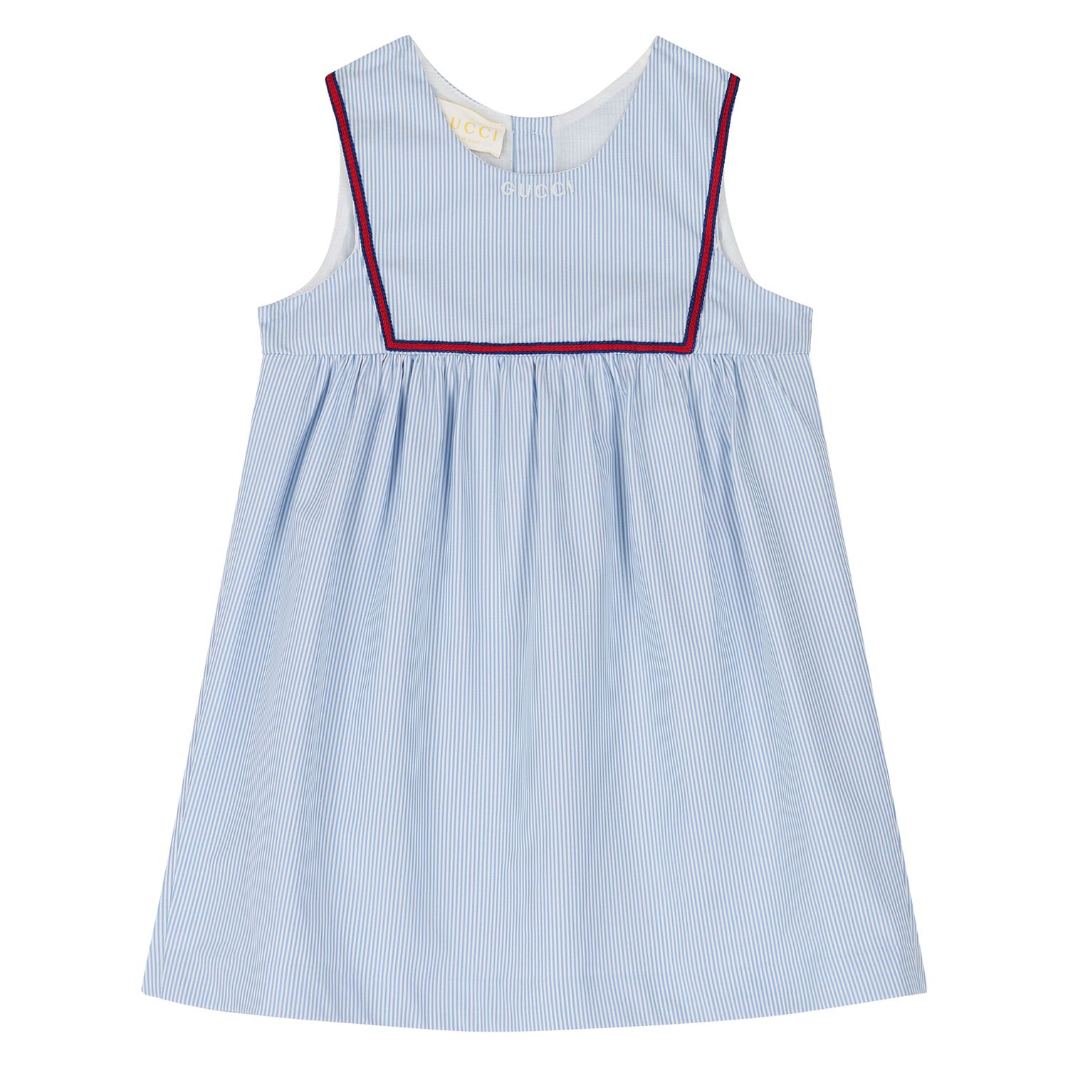 Younger Girls Blue & White Striped Logo Dress, 1, hi-res image number null