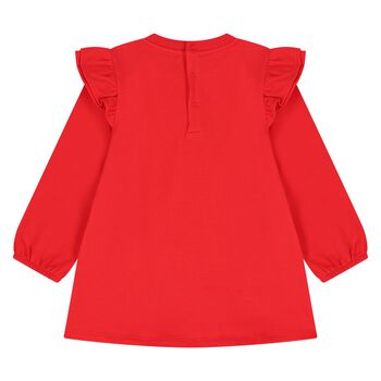 Younger Girls Red Teddy Bear Logo Dress