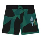 Boys Black & Green Cactus Shorts, 1, hi-res
