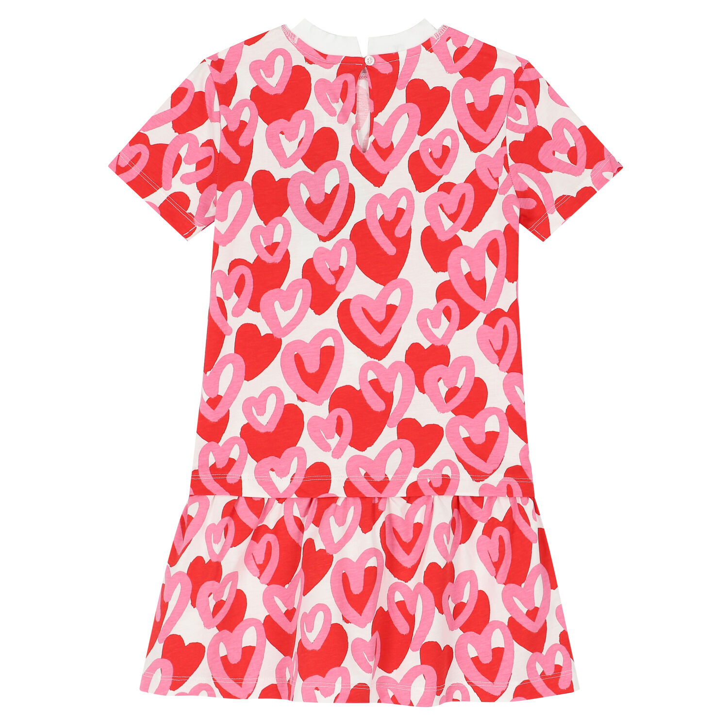 Girls White Hearts Dress, 1, hi-res
