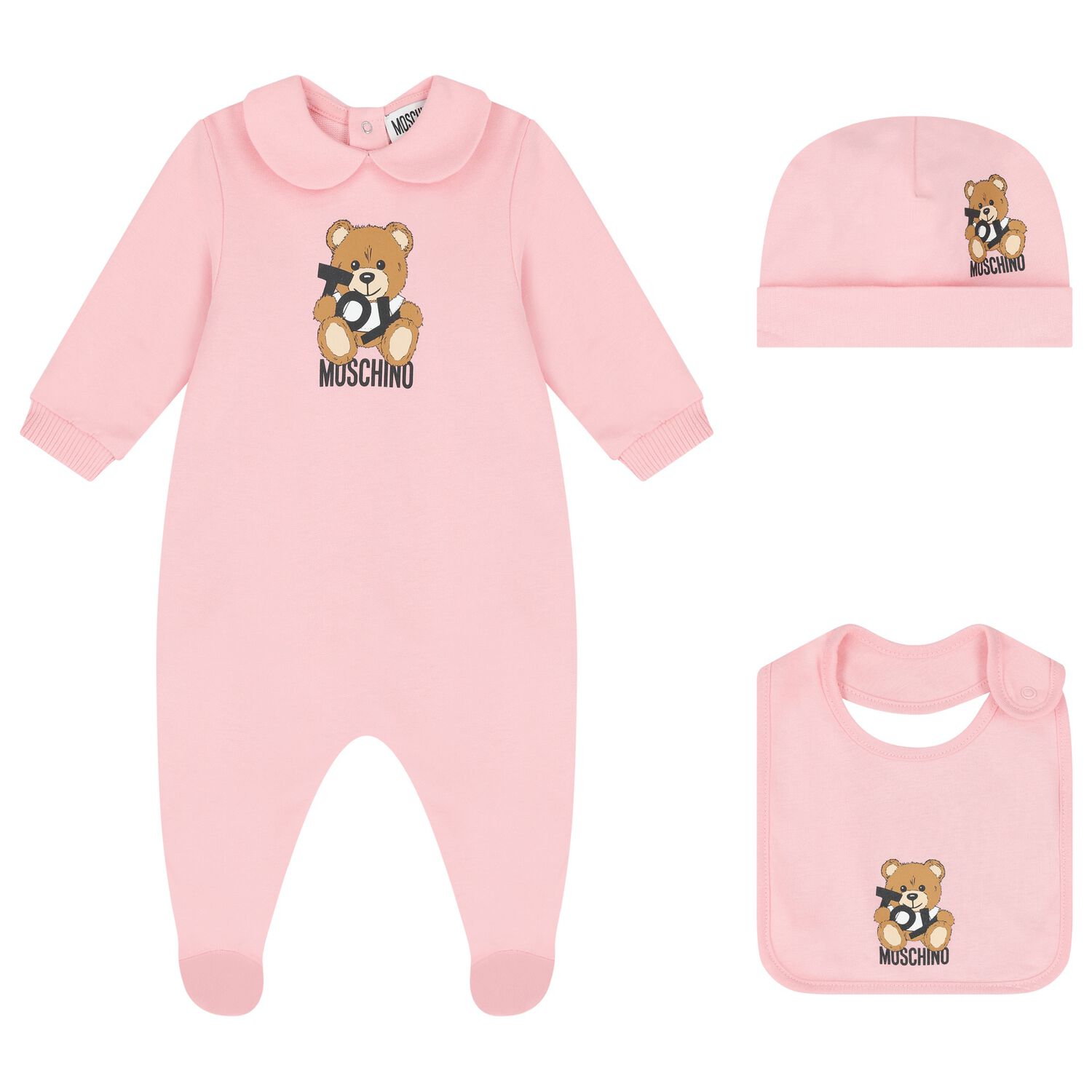 Baby Girls Pink Teddy Bear Logo Babygrow Gift Set, 4, hi-res