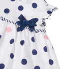 Baby Girls White & Blue Polka Dot Dress Set, 1, hi-res