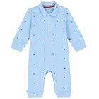 Baby Boys Blue Logo Romper, 1, hi-res