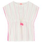 Girls White Striped Kaftan, 1, hi-res