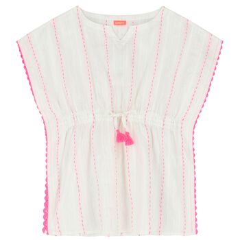 Girls White Striped Kaftan