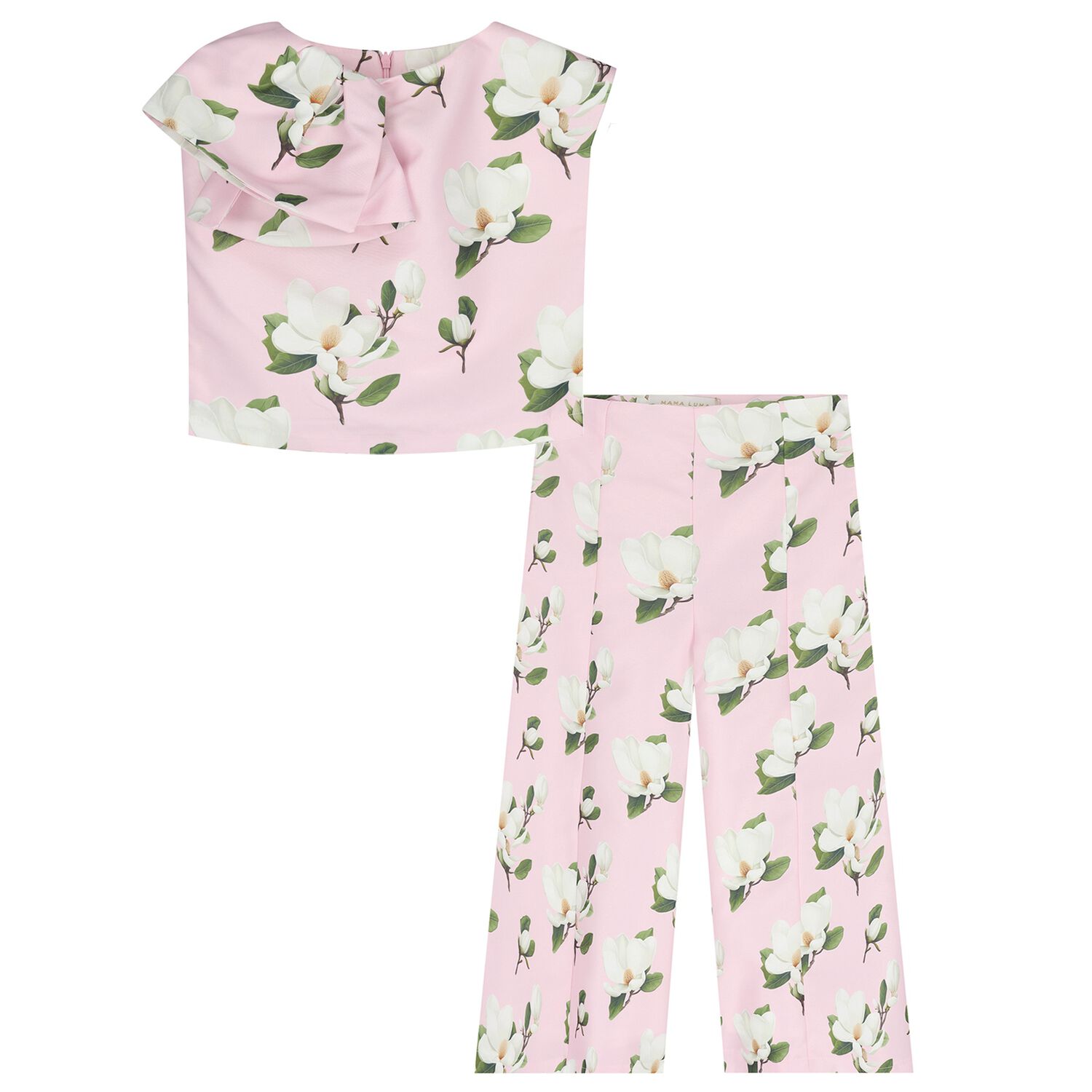 Girls Pink Floral Trousers Set, 1, hi-res
