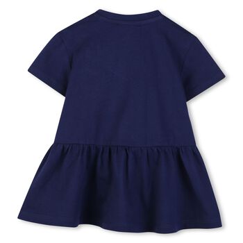 Younger Girls Navy Blue Tiger Logo Dress