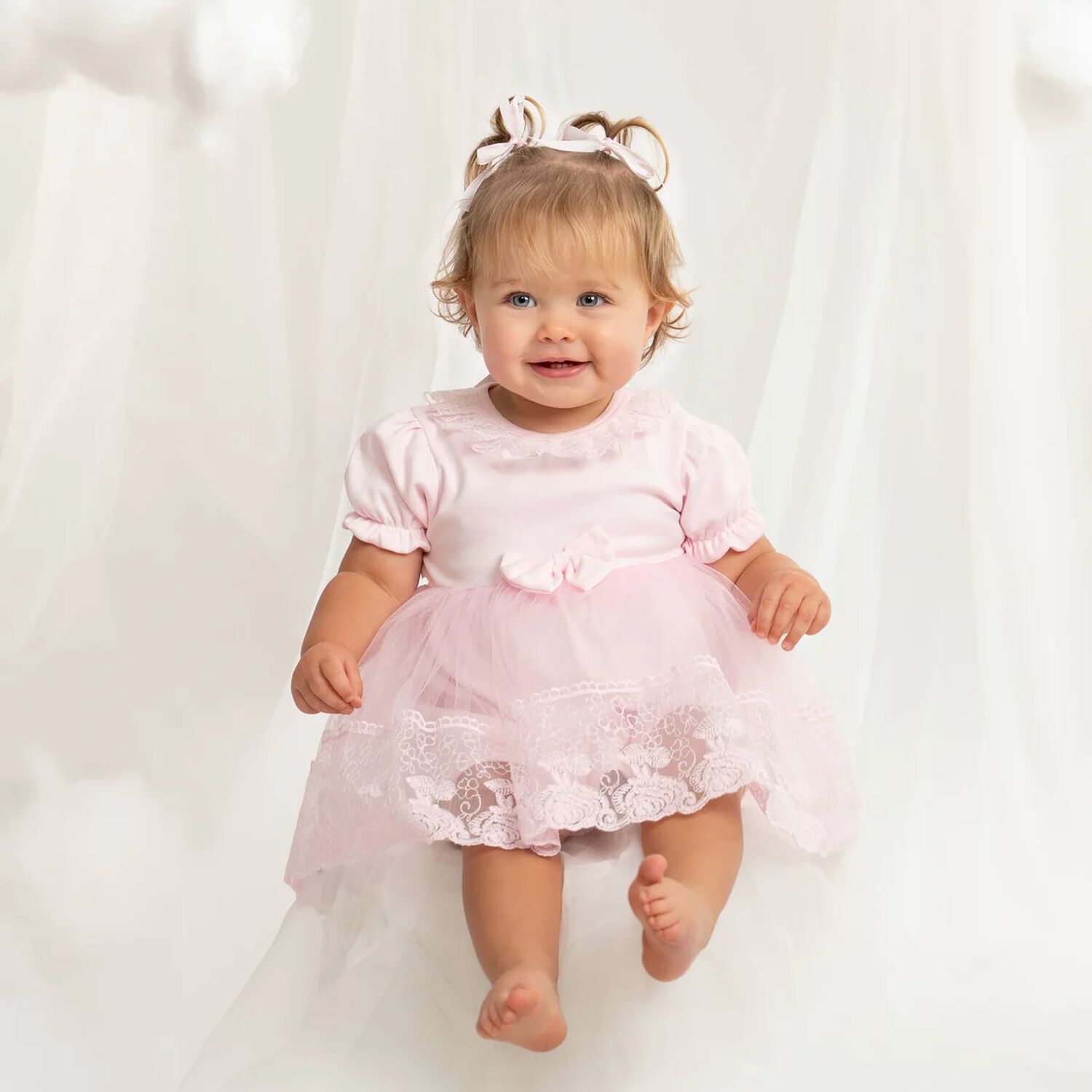 Baby Girls Pink Lace Dress Set, 1, hi-res
