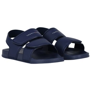 Boys Navy Blue Logo Sandals