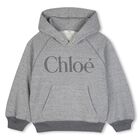Girls Mini Me Grey Logo Hooded Top, 1, hi-res