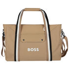 Beige Logo Baby Changing Bag, 1, hi-res