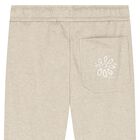 Girls Beige Embroidered Logo Joggers, 1, hi-res