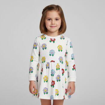 Younger Girls White Flower Dress