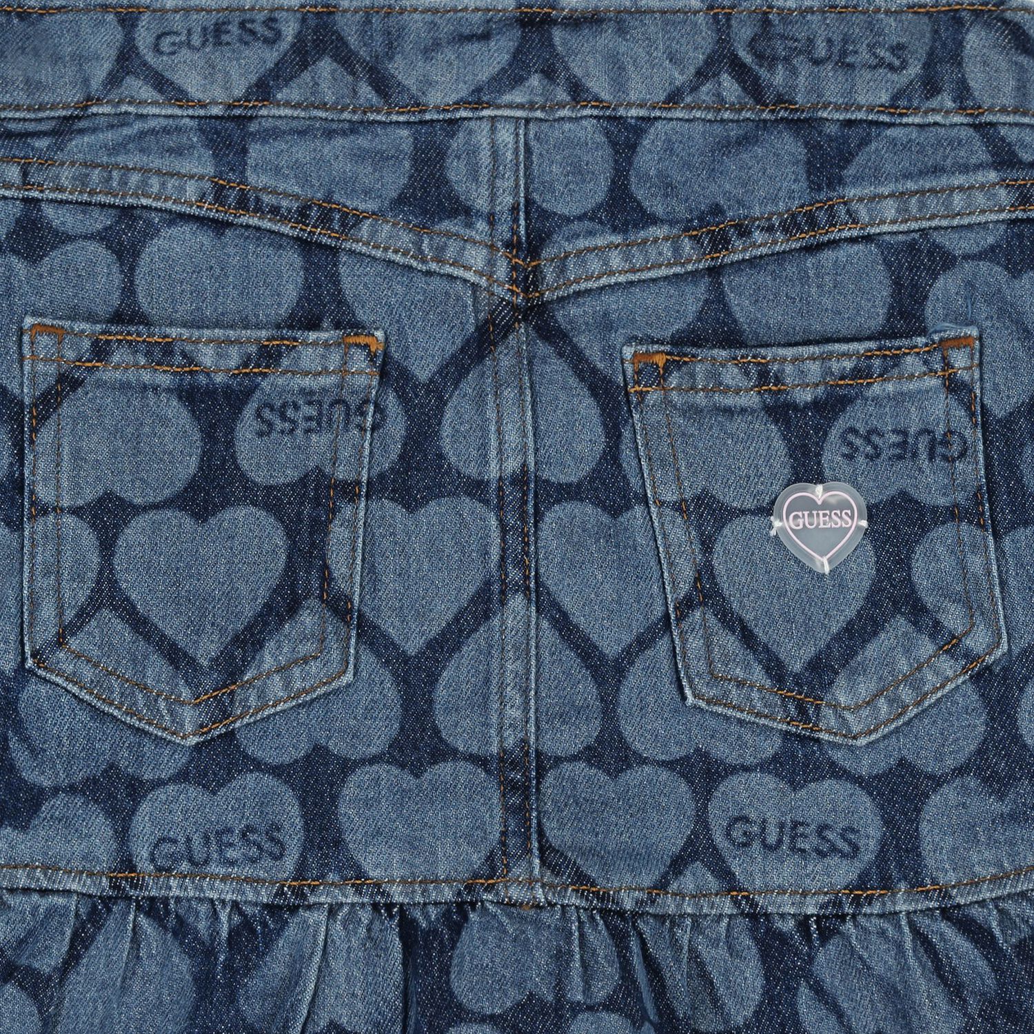 Girls Blue Logo Denim Skirt, 1, hi-res