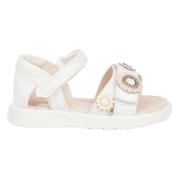 Younger Girls Ivory Flower Sandals