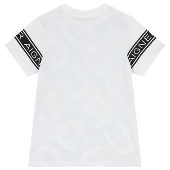 Boys White & Blue Logo T-Shirt