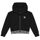 Girls Black & White Medusa Hooded Zip Up Top, 1, hi-res