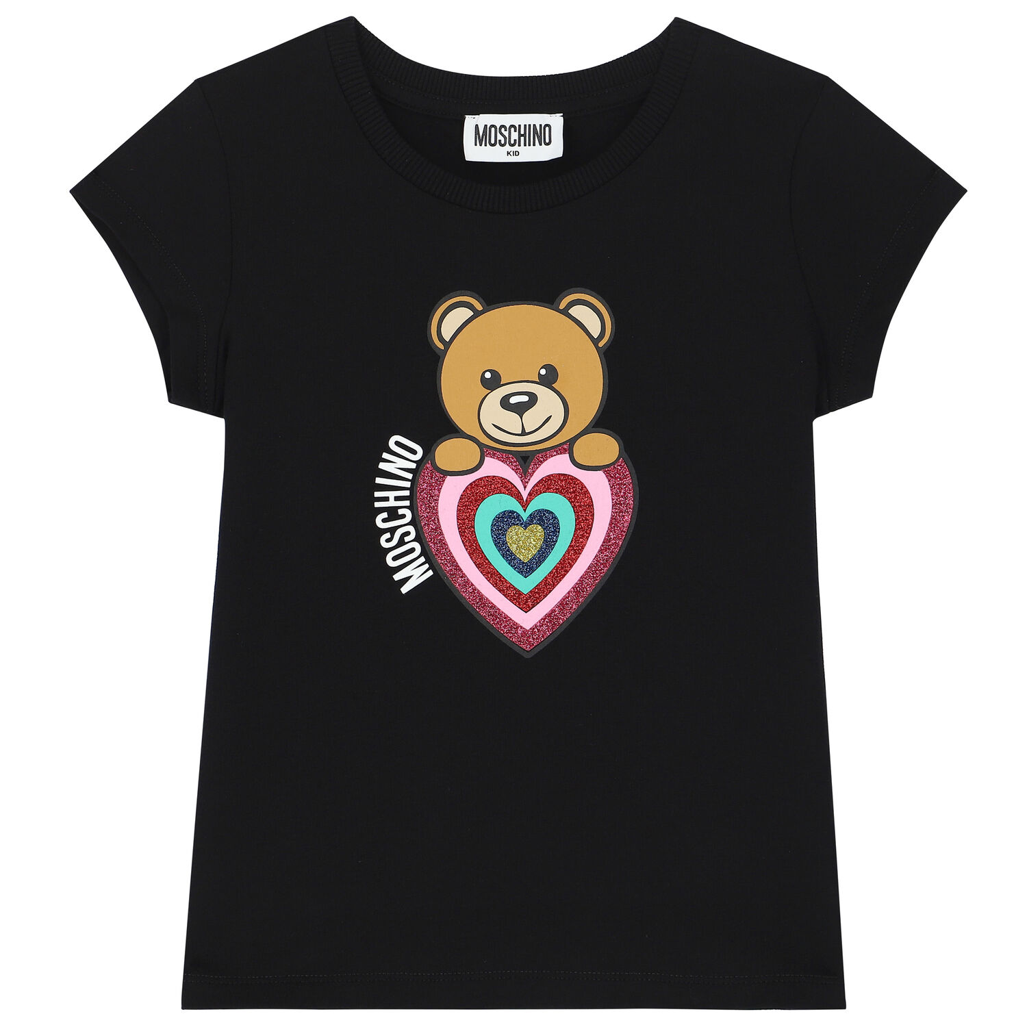 Girls Black Teddy Logo T-Shirt, 2, hi-res