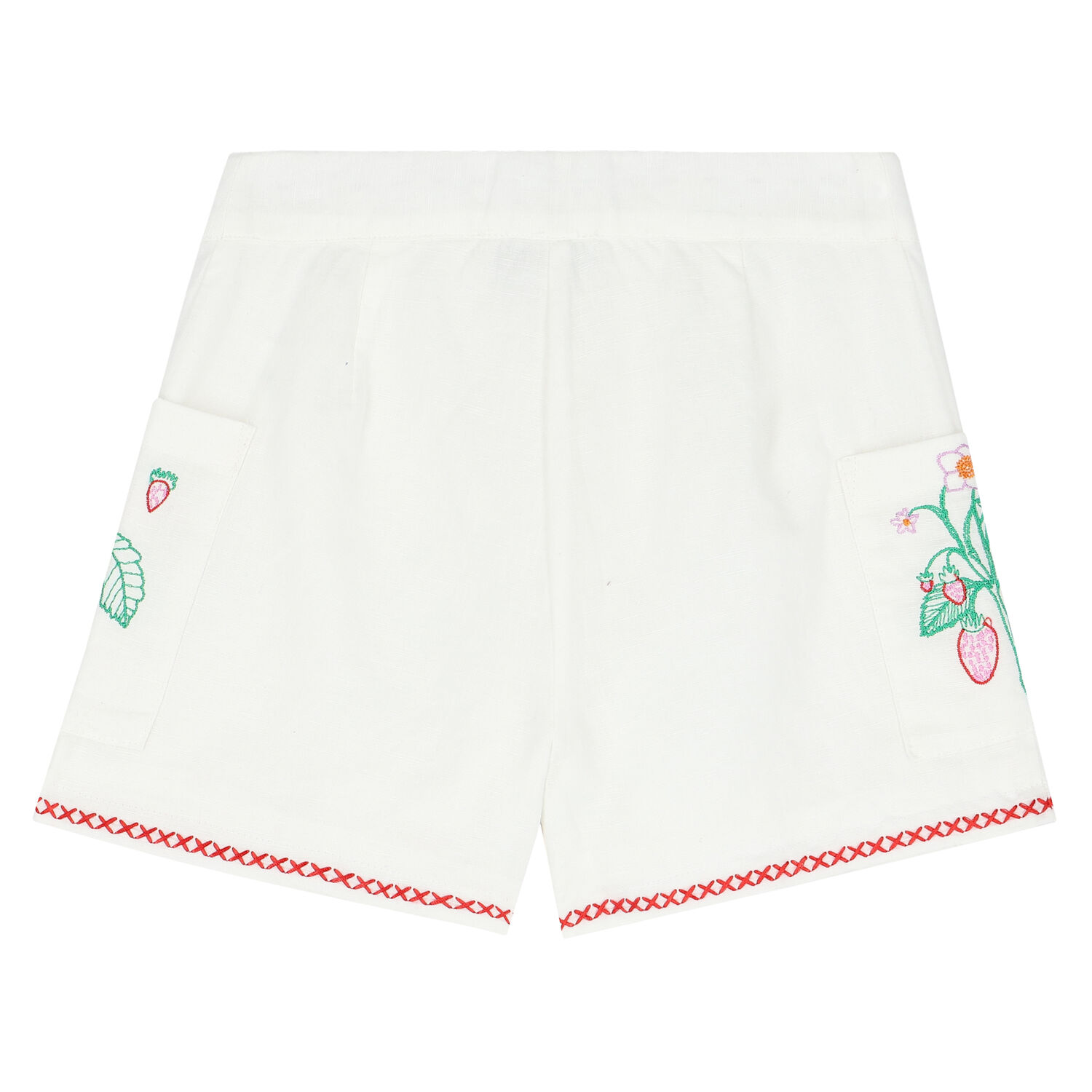 Girls White Strawberry Shorts, 1, hi-res image number null