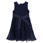 Girls Navy Lace Dress, 1, hi-res