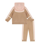 Younger Girls Pink & Beige Knitted Logo Tracksuit, 1, hi-res