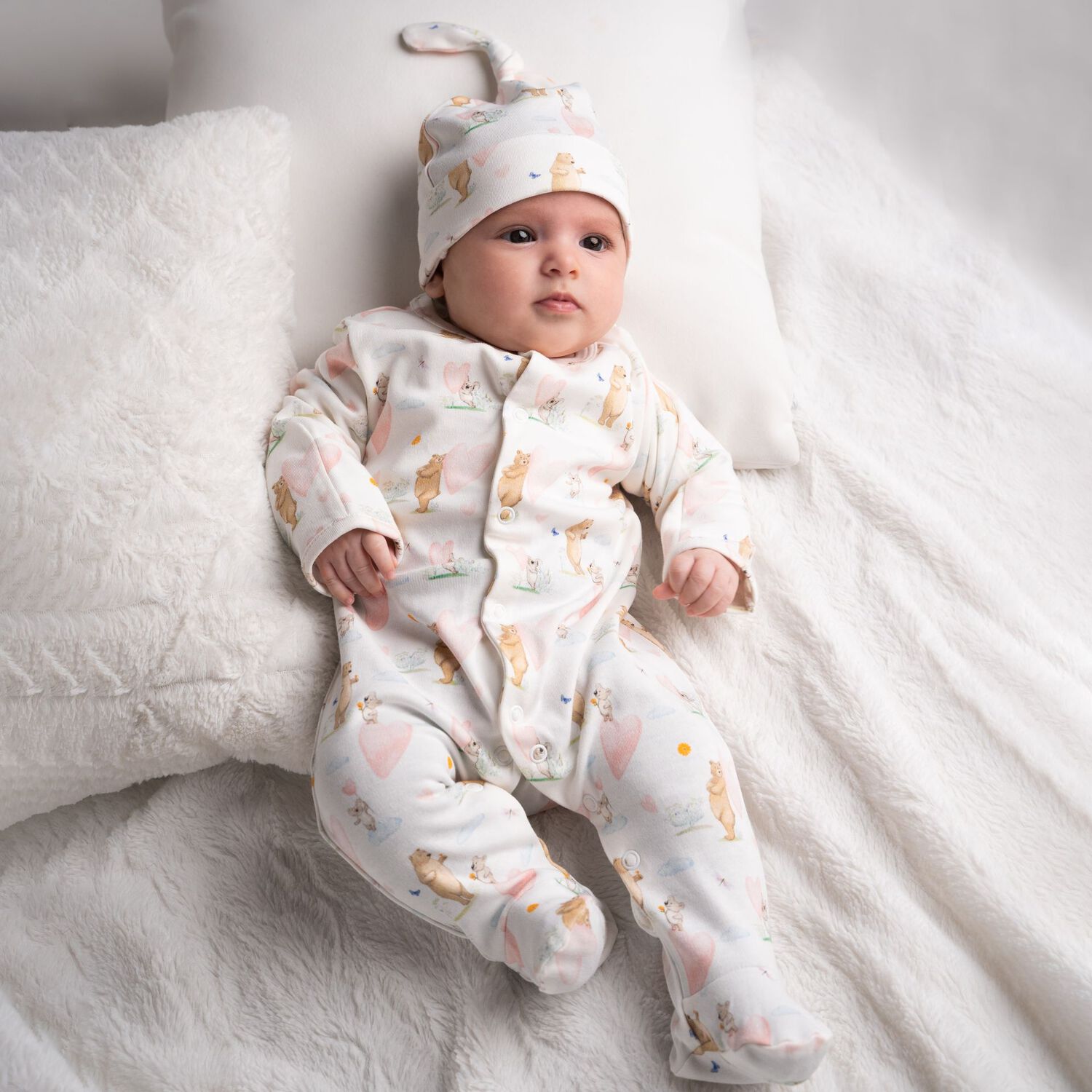 Baby Girls White Hearts Babygrow Set, 1, hi-res image number null