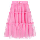 Girls Pink Tulle Midi Skirt, 1, hi-res