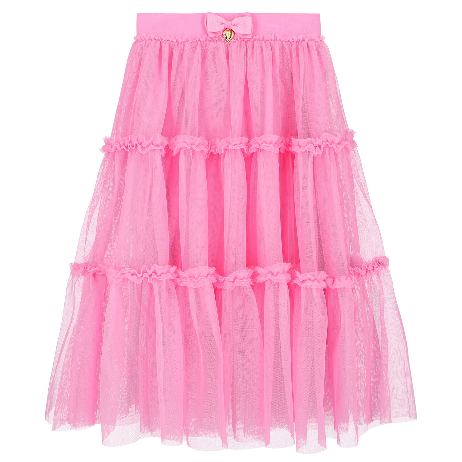 Girls Pink Tulle Midi Skirt, 1, hi-res
