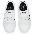 Boys White & Navy Blue Logo Trainers , 1, hi-res