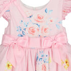 Girls Pink Floral Bow Dress, 1, hi-res