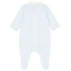 Baby Boys White & Blue Striped Babygrow, 2, hi-res
