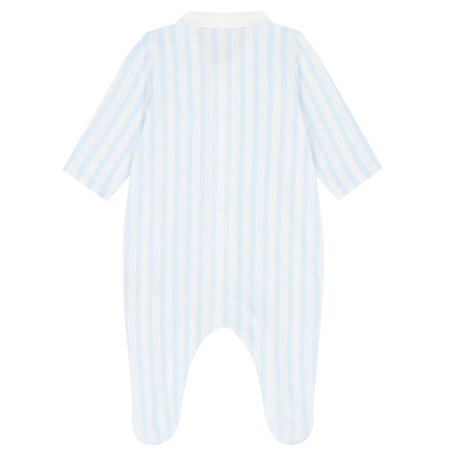 Baby Boys White & Blue Striped Babygrow, 2, hi-res