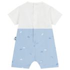 Baby Boys White & Blue Car Romper, 1, hi-res