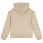 Beige Teddy Bear Logo Hooded Top, 1, hi-res