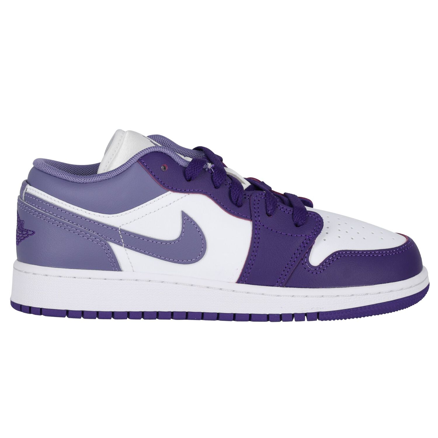 Girls Purple & White Air Jordan 1 Low Trainers, 7, hi-res