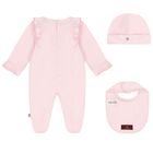 Baby Girls Pink & Gold Logo Babygrow Gift Set, 1, hi-res