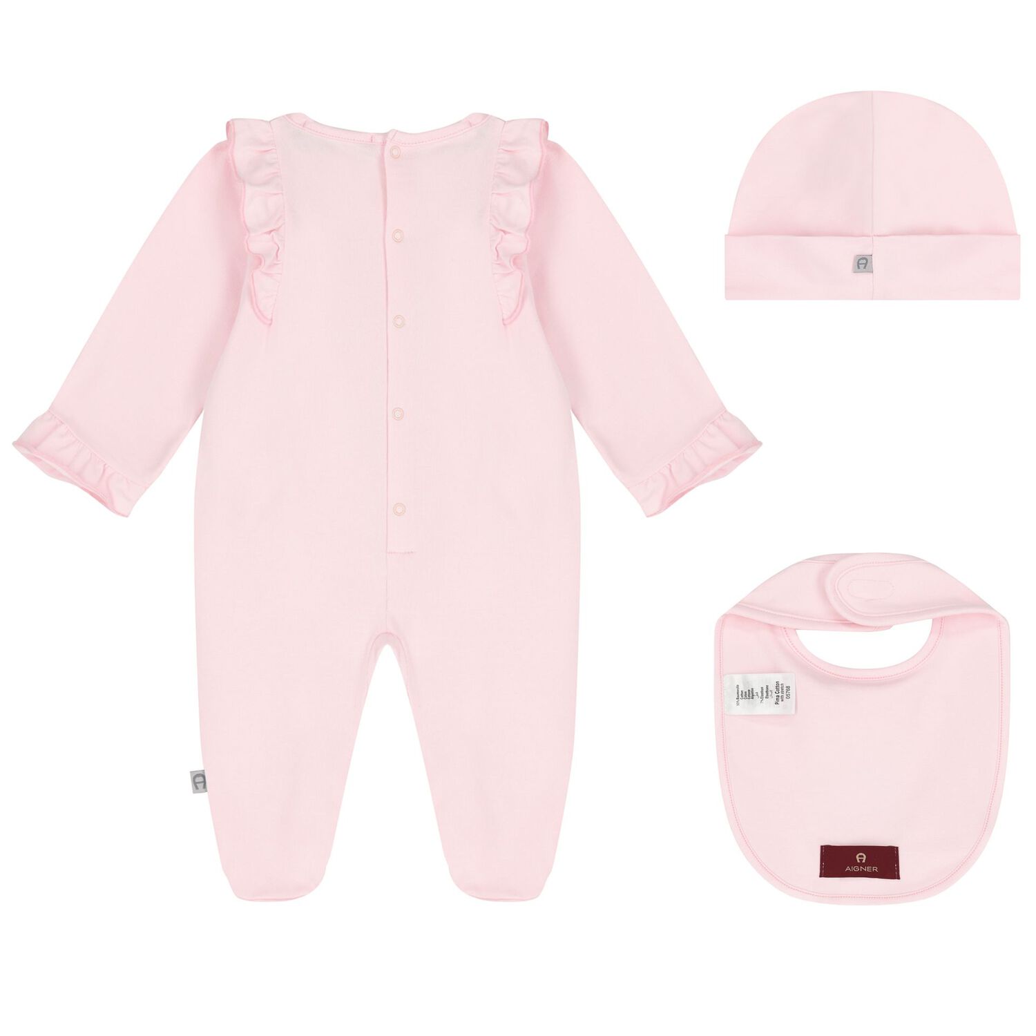 Baby Girls Pink & Gold Logo Babygrow Gift Set, 1, hi-res